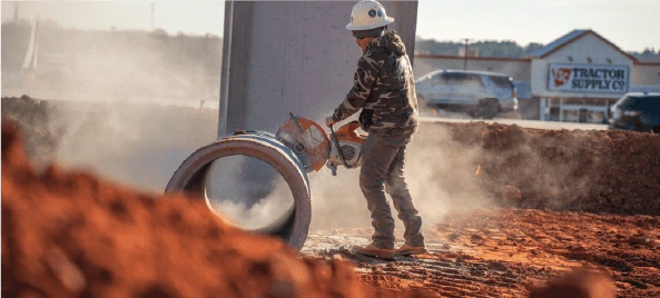 Man installing curb